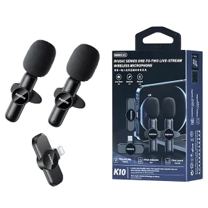 Kit de 2 Micrófonos Inalámbricos REMAX K10, color negro