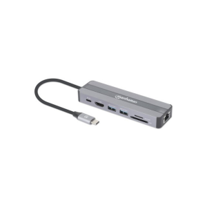 Docking Station Manhattan 153928 USB-C / USB 3.2 / HDMI / SD / MicroSD / Color Plata