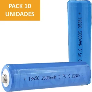 Pack 10 Pila Litio Recargable 18650 2600mah 3.7v Con Teton