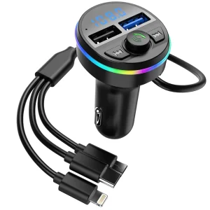Transmisor FM para Carro G45/46 3 en 1, color negro