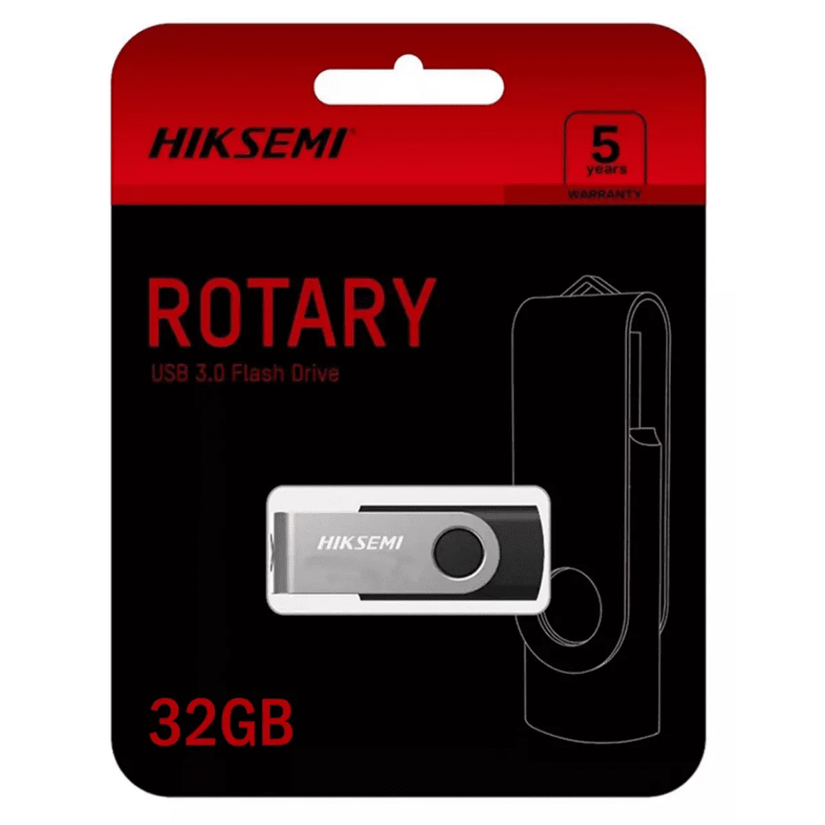Memoria USB 2.0 32GB HIKSEMI HS-USB-M200S 32G ROTARY, color negro/ plateado