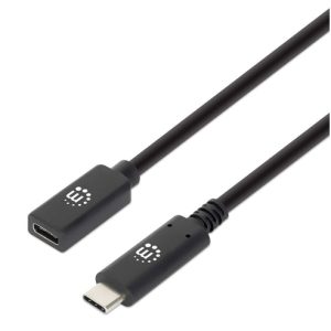 Cable de Extension USB-C a USB-C Manhattan 355230 Macho-Hembra/50CM/10 GBPS/Color Negro