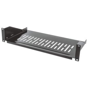 Charola P/Rack 19″ Intellinet 712507 2U Montaje Frontal de 2 Puntos/25CM/Ventilada/25KG/Color Negro