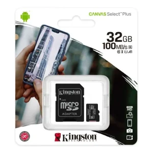 Memoria CANVAS Select PLUS Micro SD 32GB Kingston Clase 10 100MB/s 1 Adap