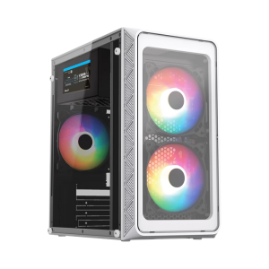 Gabinete Acteck Doom Pro Crystal GI730/Mini Torre/Cristal Templado/ Fuente 600W/3 Ventiladores FRGB/Color Blanco/Mini ITX/Micro ATX/AC-939232