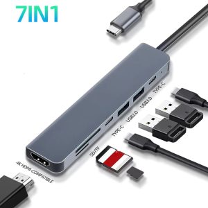 Aumentador de Puertos –  Adaptador Hub USB Tipo C 7 en 1 – HDMI – Lector Memorias SD