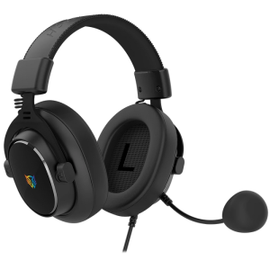 Diadema Audifonos C/Microfono Alambricos Balam Rush Aviator Expert HA777/3.5MM/Sonido Envolvente/Iluminacion RGB/Microfono Desmontable/Color Negro/BR-941143