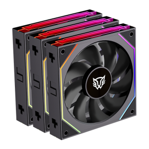 Kit de 3 Ventiladores Balam Rush BR-942089 Eolox Link EXL95/120MM/Iluminacion RGB/800-1800RPM/PWM 4 PIN/Color Negro