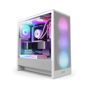 Gabinete NZXT H5 Flow RGB / Mid-Tower / Cristal Templado / Sin Fuente / 1 Ventilador F360 RGB Core / 1 Ventilador F120Q / Color Blanco / Factor ATX / CC-H52FW-R1