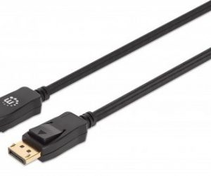Cable DISPLAYPORT 8K V1.4 MANHATTAN 353618, 8K60HZ/2M/Chapados En Oro/Anti-Enredos/Color Negro