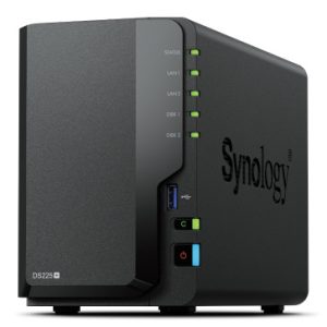 Servidor NAS Synology DS225+/2 Bahias/2GB DDR4/Hasta 40TB/ Intel Celeron J4125/Puertos 1GBE y 2.5GBE/USB 3.2 GEN 1/Compatible Con Raid