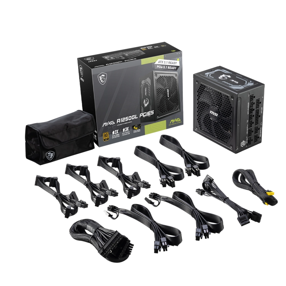 Fuente de Poder MSI MAG A1250GL PCIE5, 1250 W, 80+ Gold, Modular - Imagen 5