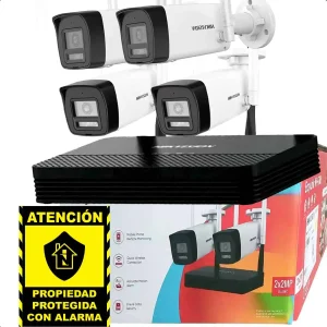 Kit 4 Cámaras WiFi 2MP con Audio NVS 4 CH Hikvision KS422W0H
