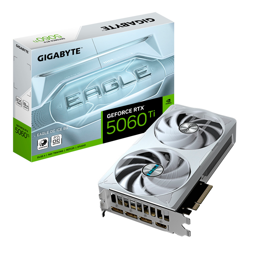 Tarjeta de Video GIGABYTE GV-N506TEAGLEOC ICE-8GD GeForce RTX 5060 TI/8GB GDDR7/PCI-E 5.0/HDMI/DP/2 Fan/Color Blanco