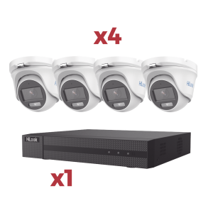 KIT DVR 4 Canales TurboHD Hilook HL24TKIT 2MPX/1 Canal IP/Acusense LITE/Audio Por Coaxitron/1 Bahia de Disco Duro/4 Camaras Metalicas/2MPX Tipo Turret/ColorVU Lite/Microfono Integrado
