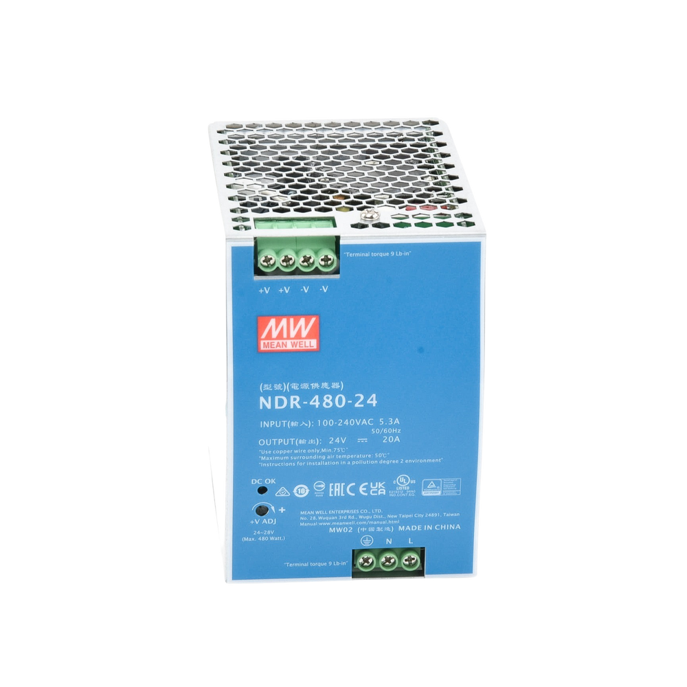 Fuente de Poder Industrial 480W Meanwell NDR48024 Salida 24 VCC/Para Montaje en Riel DIN - Imagen 2
