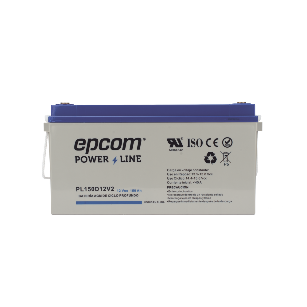 Bateria 12VCC/150AH Epcom Powerline PL150D12V2/UL/Tecnologia AGM-VRLA/Ciclo Profundo/Fotovoltaica/Terminales T5 - Imagen 2