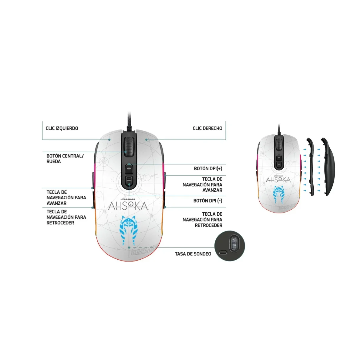 Mouse RGB USB GAMING EDICIÓN LIMITADA AHSOKA TANO PRIMUS GLADIUS12400T WRD W/LIGHT PMO-S203AT - Imagen 5