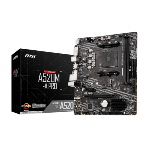 Placa Madre MSI A520M-A PRO (AM4, DDR4 1866/3200 MHz, M.2, MicroATX)
