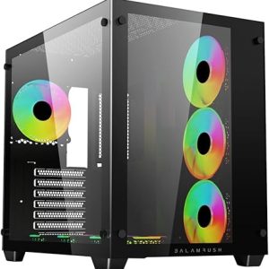 Gabinete BALAM RUSH TANK MASTER 9600 TB/Media Torre/Paneles Removibles Cristal Templado/Fuente ATX(Sin Fuente)/4X Ventiladores ARGB/Color Negro/ATX-Micro ATX -ITX/BR-938679