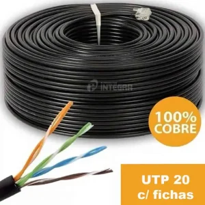Cable utp cat 5 20m Cctv 100% Cobre Cat 5e Con Ficha Rj45 Exterior