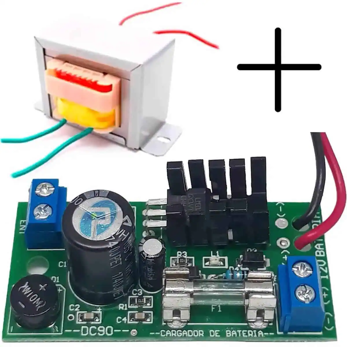 Cargador a Flote Bateria de Gel y Litio 12v 7a Fuente 12v1a con Transformador